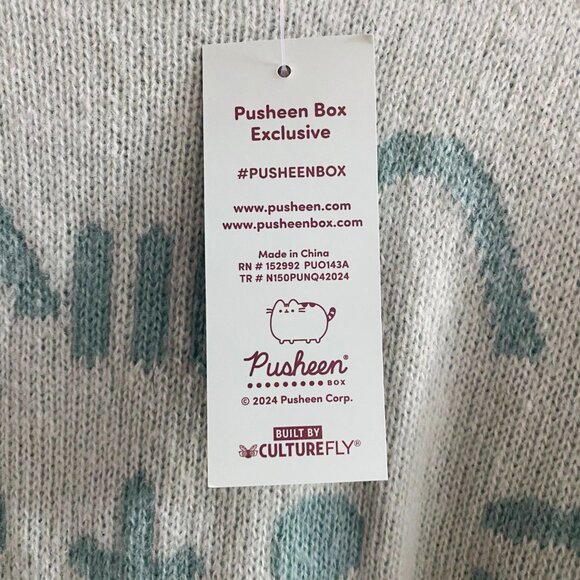 ♡SOLD♡ Pusheen Box winter 2024 exclusive mint green sweater oversized xs - Picture 8 of 12